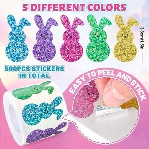 Colorful 500 of roll Colorful Bunny Stickers